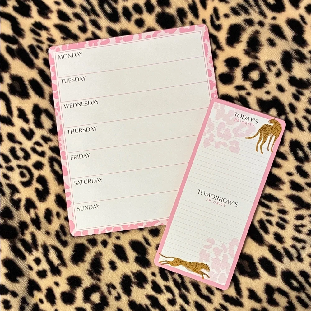 🐆 Leopard Print Home Office Planner Set - Weekly & Daily Notepads and Notebook 🐆